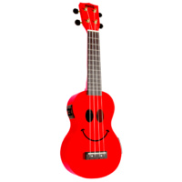 Mahalo Smiley uke Electric Acoustic Red