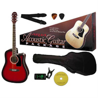 Aria Prodigy Series AC/EL Guitar Package in Red Sunburst Includes Guitar, Gig Bag, Strap, Tuner, DVD & Picks
