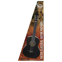 NAVARRA NV14PK Classical Guitar STARTER PACK 3/4 black with cream-colored binding