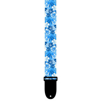 Perris 1.5" Polyester Ukulele Strap in Blue & White Luau design with Leather ends