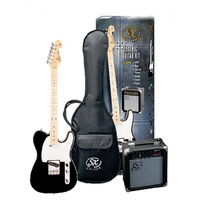SX 3/4 Left Handed Stratocaster Style Electric Guitar & Amp Pack - Black